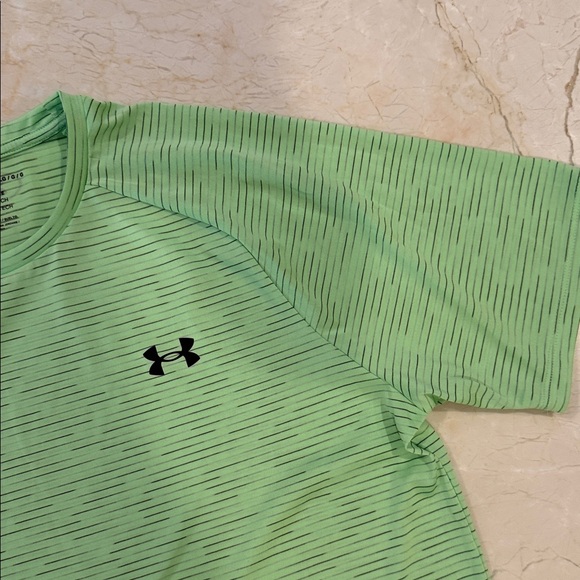 Under Armour Men's Striped Lime Green Tee - Picture 4 of 5